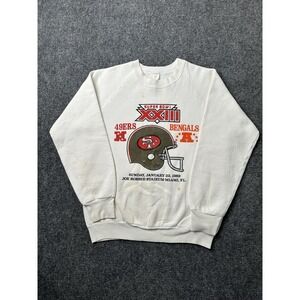 Womens Crewneck San Francisco 49ers Super Bowl XXIII White 1989, Size M